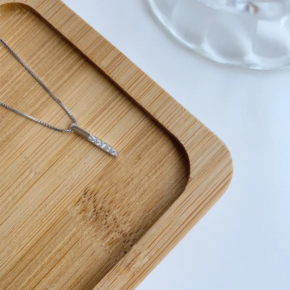Sterling Silver Simulated Diamond Drop Necklace - Picture 3 of 13